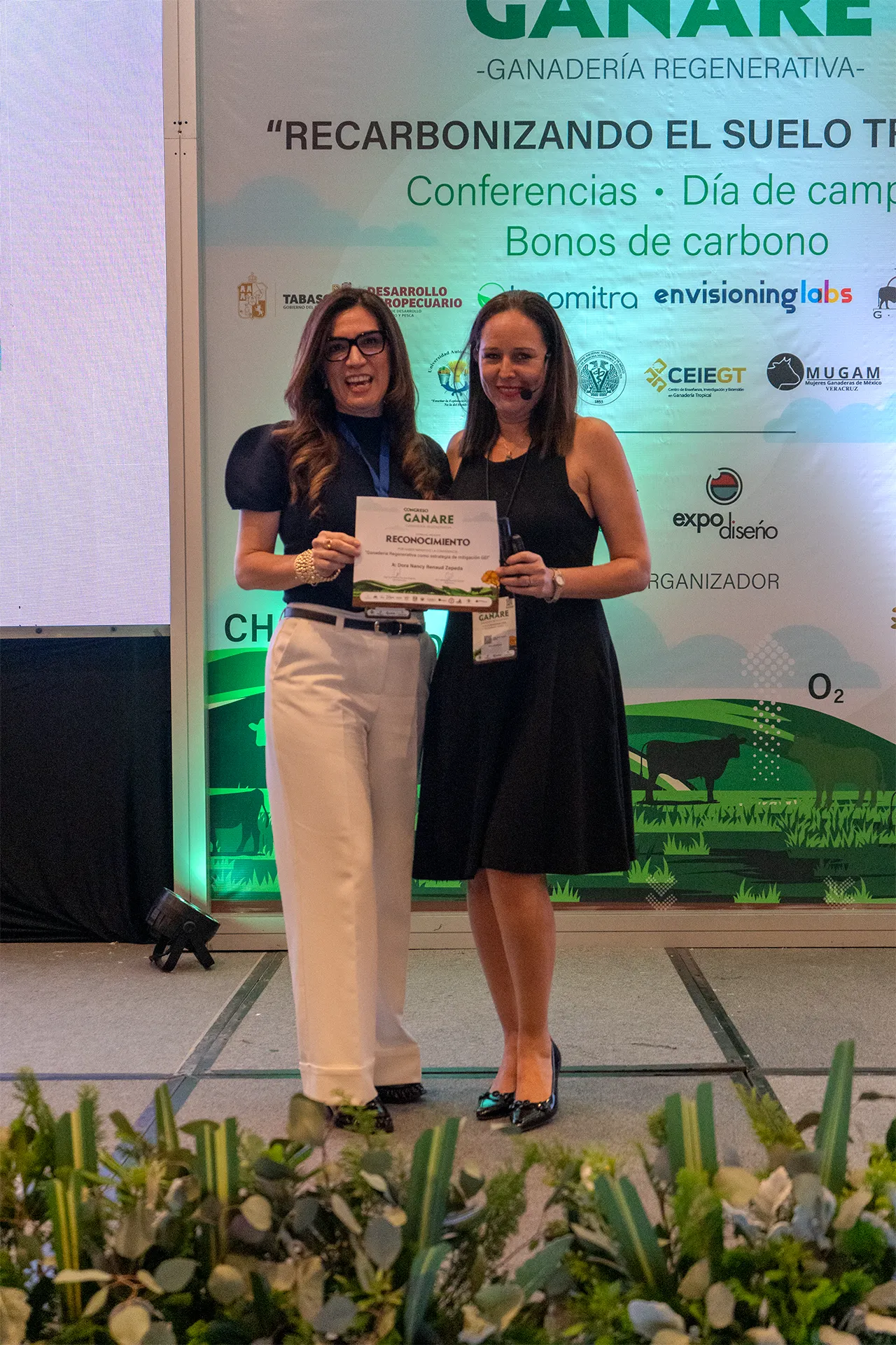 Entrega de reconocimiento en escenario